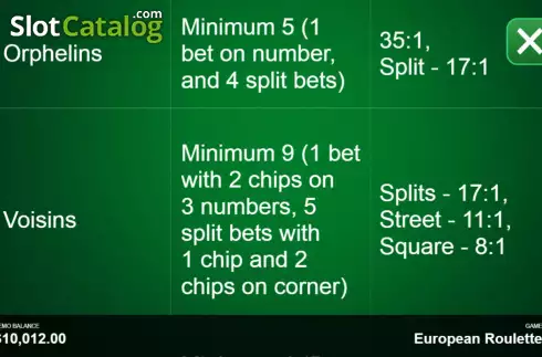 Скрин7. European Roulette (Begames) слот