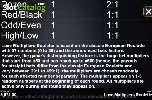 Скрин6. Luxe Multipliers Roulette слот