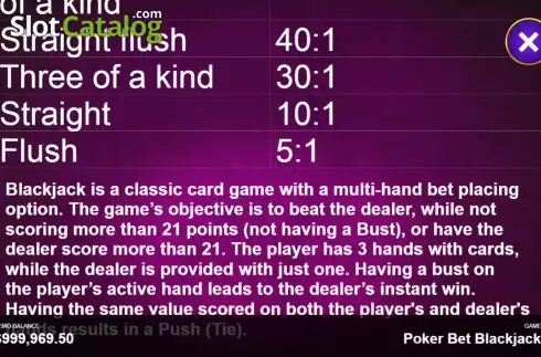 Скрин6. Poker Bet Blackjack слот