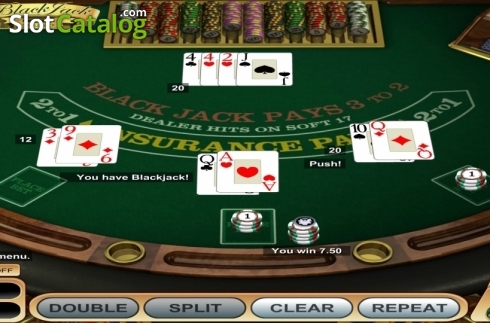 Скрин3. Single Deck Blackjack (Betsoft) слот