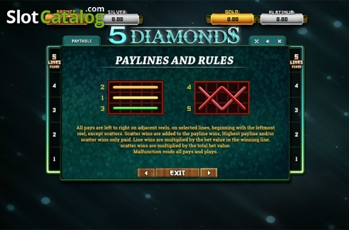 Скрин7. 5 Diamonds	 слот