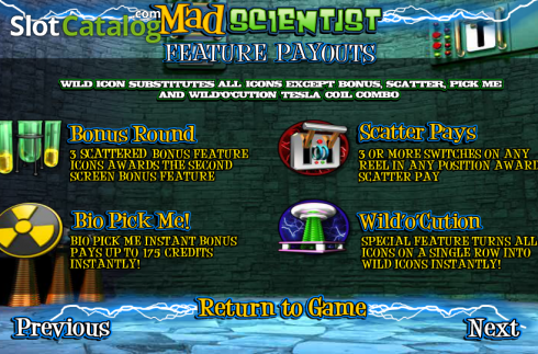 Скрин7. Mad Scientist (Betsoft) слот