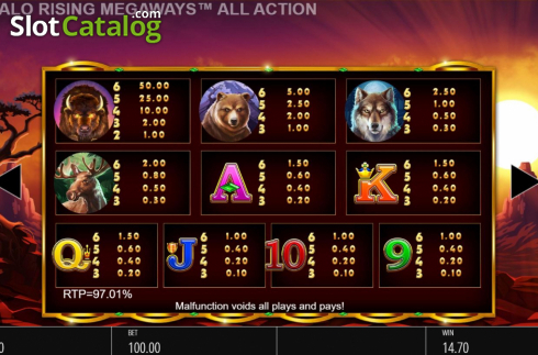 Скрин9. Buffalo Rising Megaways All Action слот