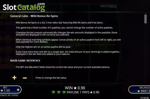 Скрин5. Wild Bonus Re-Spins слот