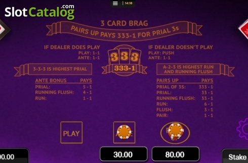 Скрин2. 3 Card Brag (CORE Gaming) слот