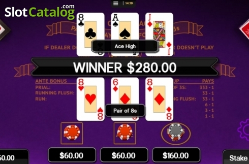 Скрин4. 3 Card Brag (CORE Gaming) слот