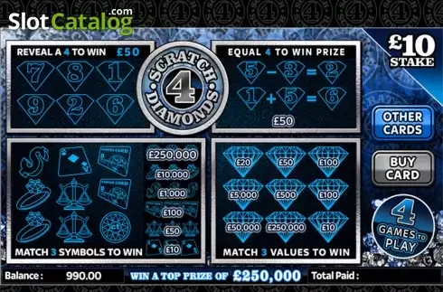Скрин2. Scratch 4 Diamonds слот