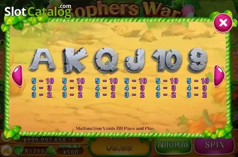 Скрин5. Gophers War слот