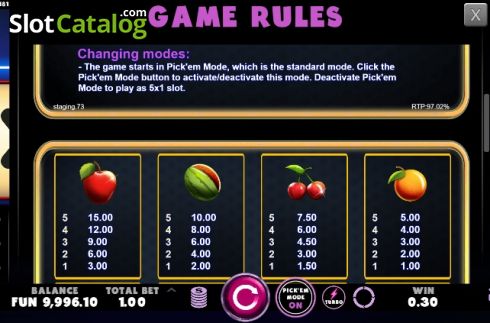 Скрин6. Pick' Em Fruits слот