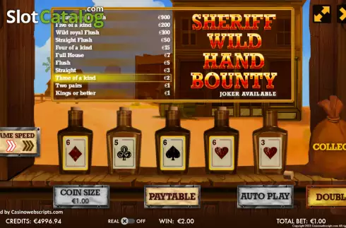 Скрин3. Sheriff Wild Hand Video Poker слот