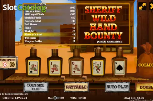 Скрин4. Sheriff Wild Hand Video Poker слот