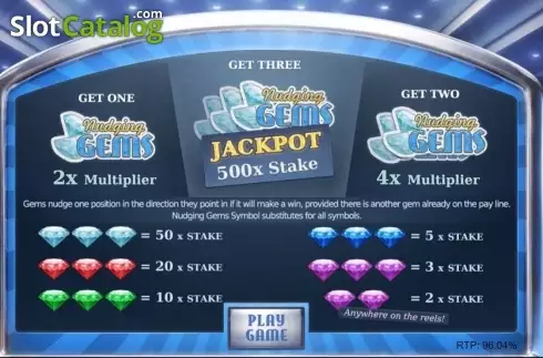 Скрин2. Nudging Gems слот