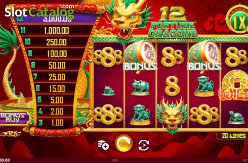 Скрин3. 12 Fortune Dragons слот