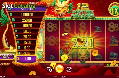 Скрин4. 12 Fortune Dragons слот