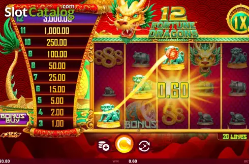 Скрин5. 12 Fortune Dragons слот