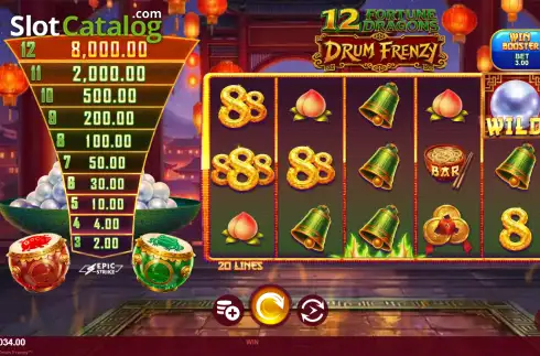 Скрин2. 12 Fortune Dragons Drum Frenzy слот