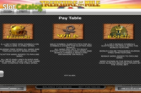 Скрин6. Treasure of the Nile слот