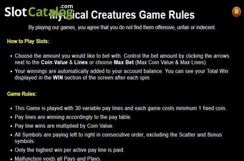 Скрин6. Mythical Creatures слот