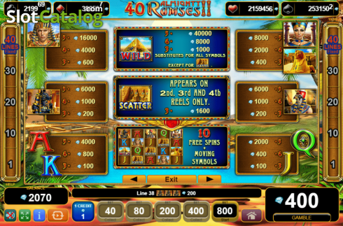 Скрин5. 40 Almighty Ramses II слот