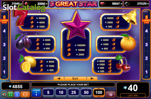 Скрин6. 5 Great Star слот