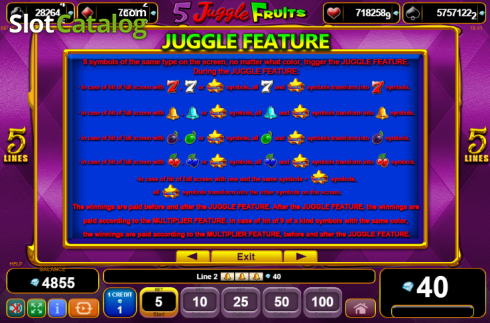 Скрин8. 5 Juggle Fruits слот