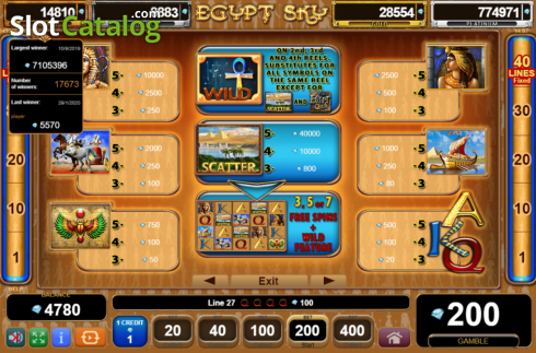 Скрин5. Egypt Sky Egypt Quest слот