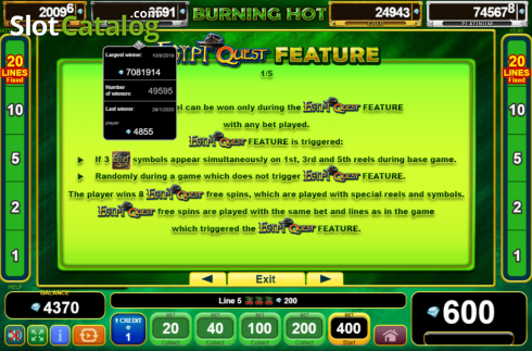 Скрин7. Burning Hot Egypt Quest слот