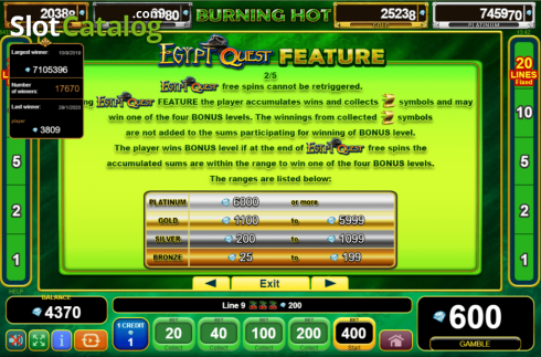 Скрин8. Burning Hot Egypt Quest слот