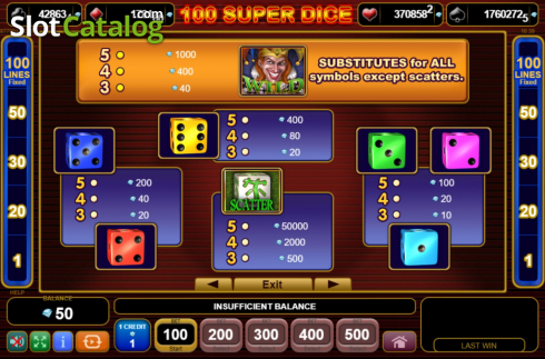 Скрин7. 100 Super Dice слот