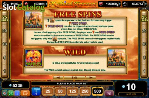 Скрин7. Mythical Treasure слот