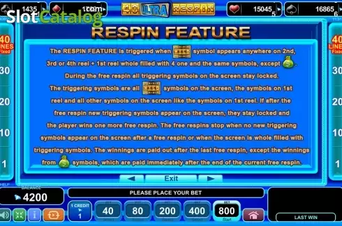 Скрин9. 40 Ultra Respin слот