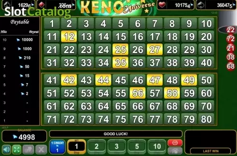 Скрин2. Keno Universe слот