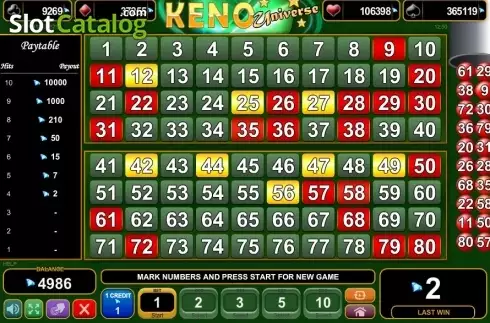 Скрин3. Keno Universe слот