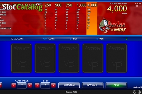 Скрин3. Jacks or Better (Espresso Games) слот