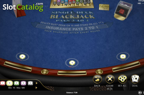 Скрин2. Single Deck Blackjack (Espresso Games) слот