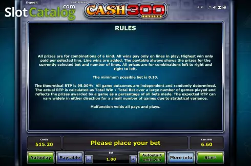 Скрин7. Cash 300 Casino слот