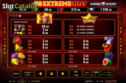Скрин6. 50 Extreme Hot слот