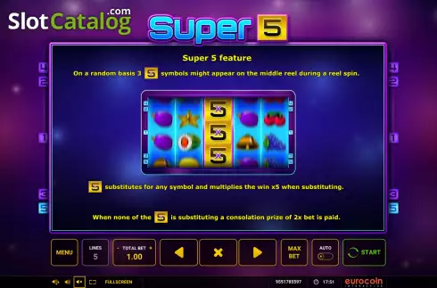 Скрин8. Super 5 (Eurocoin Interactive) слот
