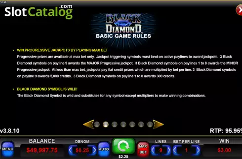 Скрин5. Black Diamond (Everi) слот