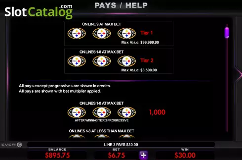 Скрин5. Pittsburgh Steelers Deluxe слот