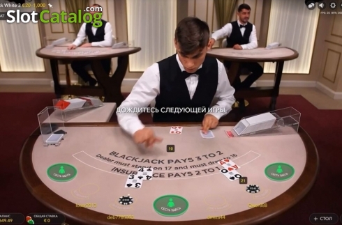 Скрин2. Blackjack White 3 (Evolution Gaming) слот