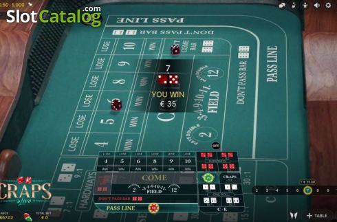 Скрин4. Craps Live (Evolution Gaming) слот