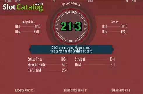 Скрин2. 21+3 Blackjack (Felt Gaming) слот