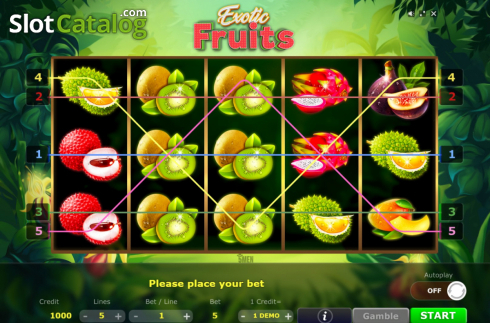 Скрин2. Exotic Fruits (Five Men Games) слот