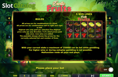 Скрин9. Exotic Fruits (Five Men Games) слот