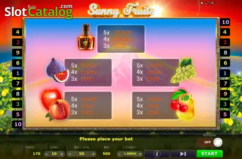 Скрин4. Sunny Fruits (Five Men Games) слот
