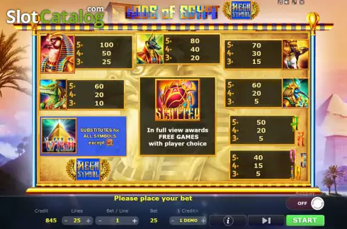 Скрин6. Gods of Egypt (Five Men Games) слот