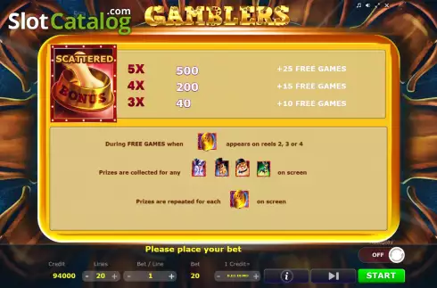 Скрин5. Gamblers (Five Men Games) слот
