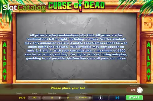 Скрин9. Curse of Dead слот