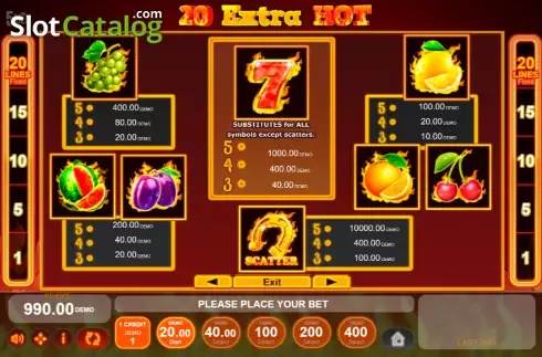 Скрин6. 20 Extra Hot слот